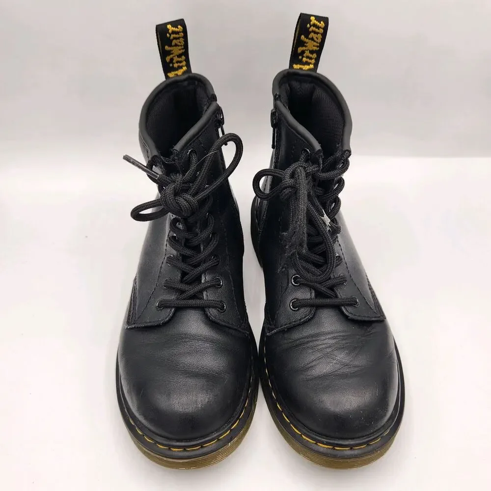 Dr. Martens Junior 1460 Softy T Leather Lace Up Boots Kids Size 3‎ Black
